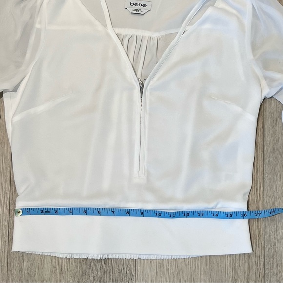 Bebe Sheer Sleeve White Blouse - Size M - Picture 9 of 10
